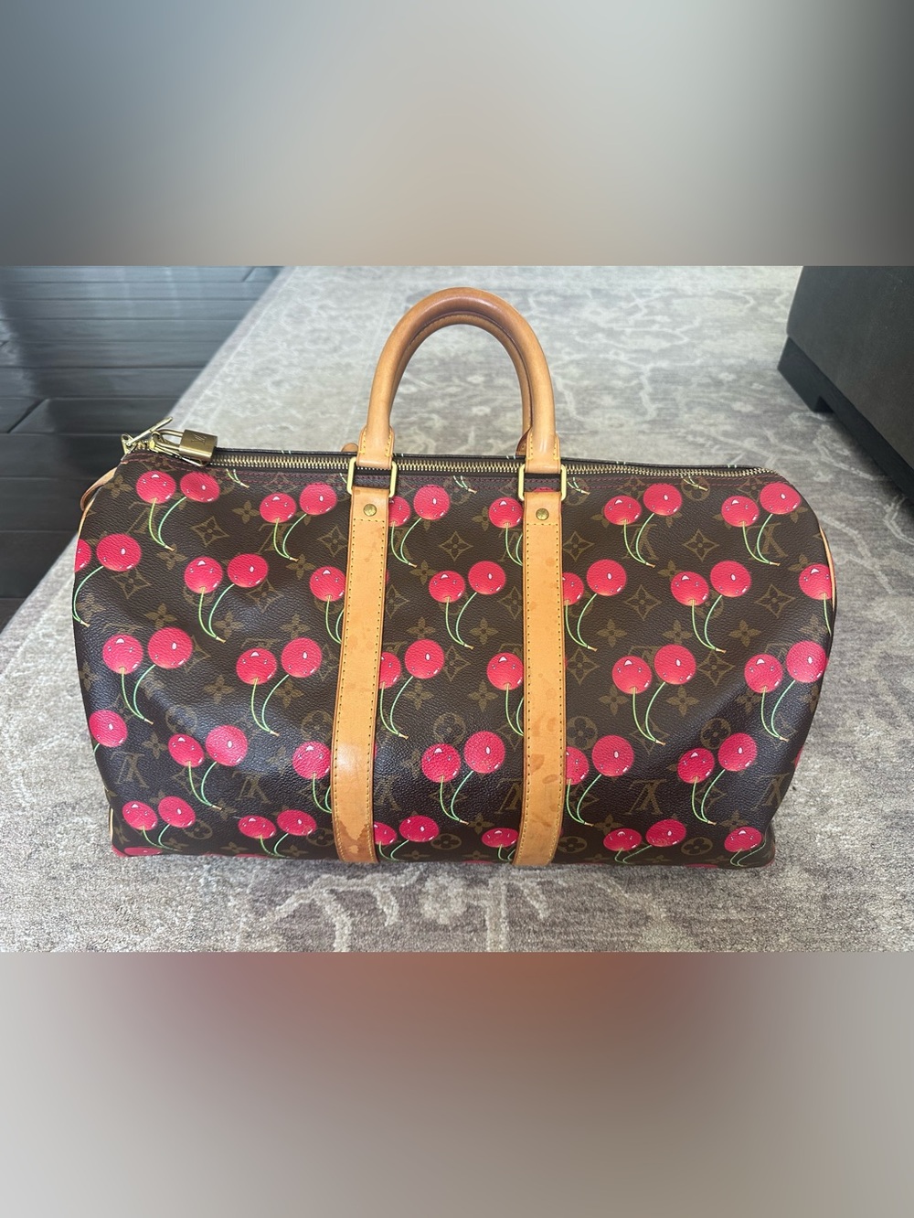 Louis Vuitton Murakami Monogram Cherry Cerises Keepall 45 Vintage Duffel Bag